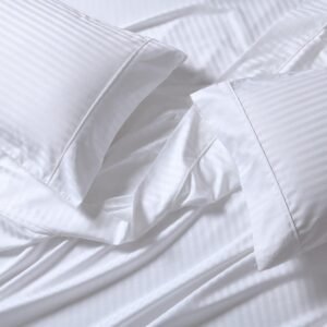 White Mini Striped Bed Sheet set - 1000 TC