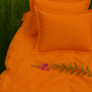 Orange Solid 100% Cotton Bedding Set | King Size 108x108 | 400TC with 2 Pillow Covers