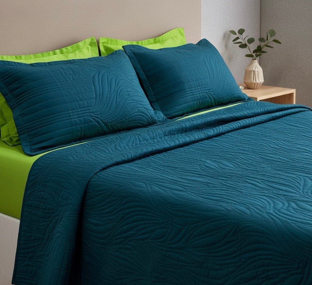Teal Quilted Bedspread set | 90” x 95” - Image 2