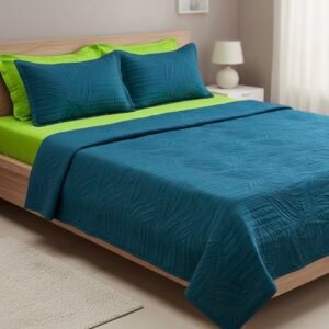 Teal Quilted Bedspread set | 90” x 95”