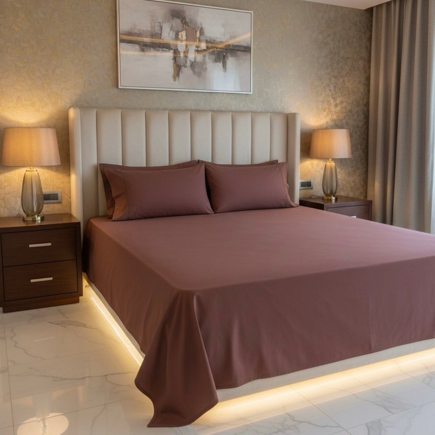 Rose Brown fitted | 800 TC | 4 pillow covers