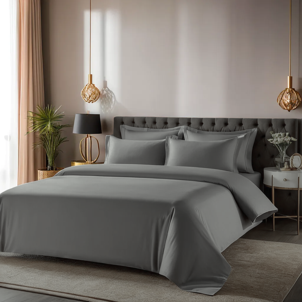 Grey Fitted Bedding set | 400 TC - Image 4