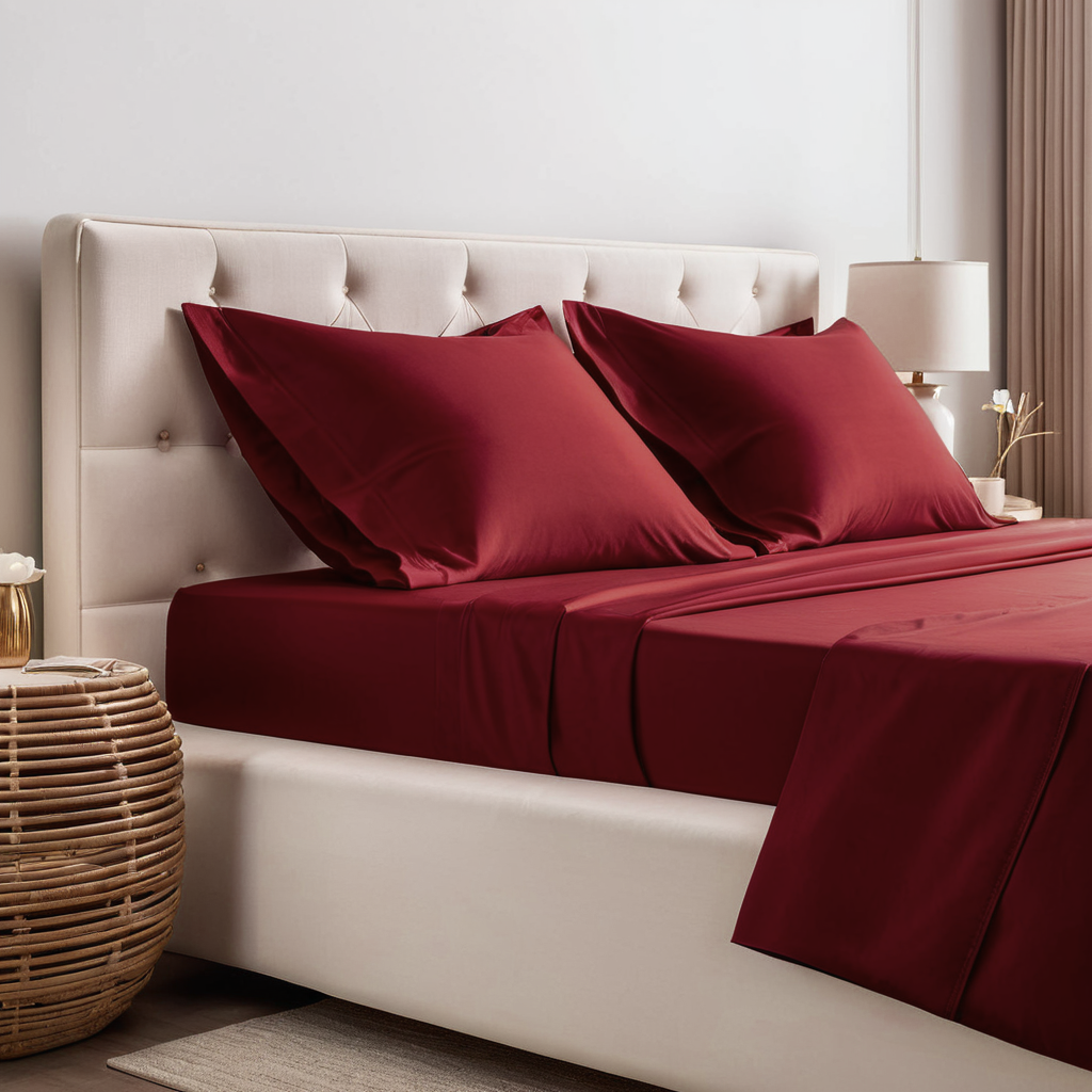 Cherry Red Solid Bed Sheet