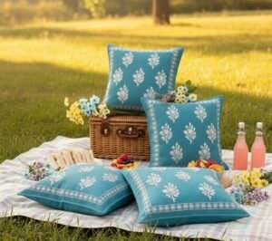Blue textured 16" x 16" Cushion Cover