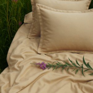 Beige Solid 100% Cotton Bedding Set | King Size 108x108 | 400TC with 2 Pillow Covers