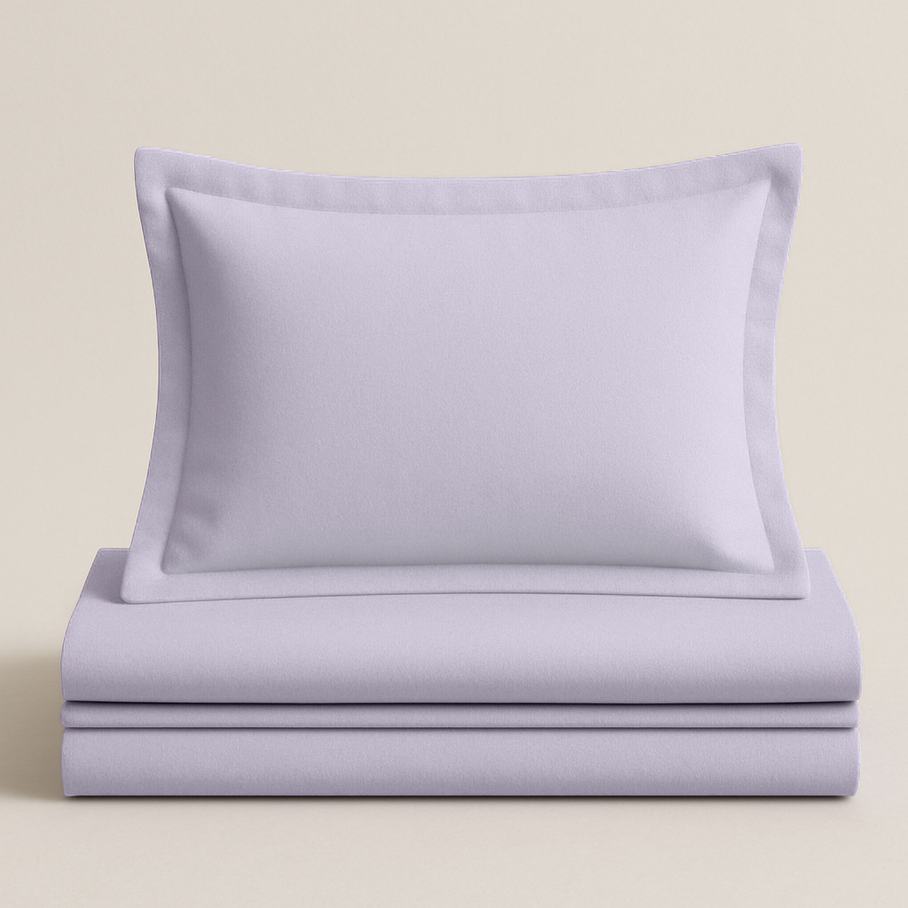 Light Lilac Solid 100% Cotton 400TC Bedding Set | King Size 108x108 with 2 Pillow Covers - Image 5