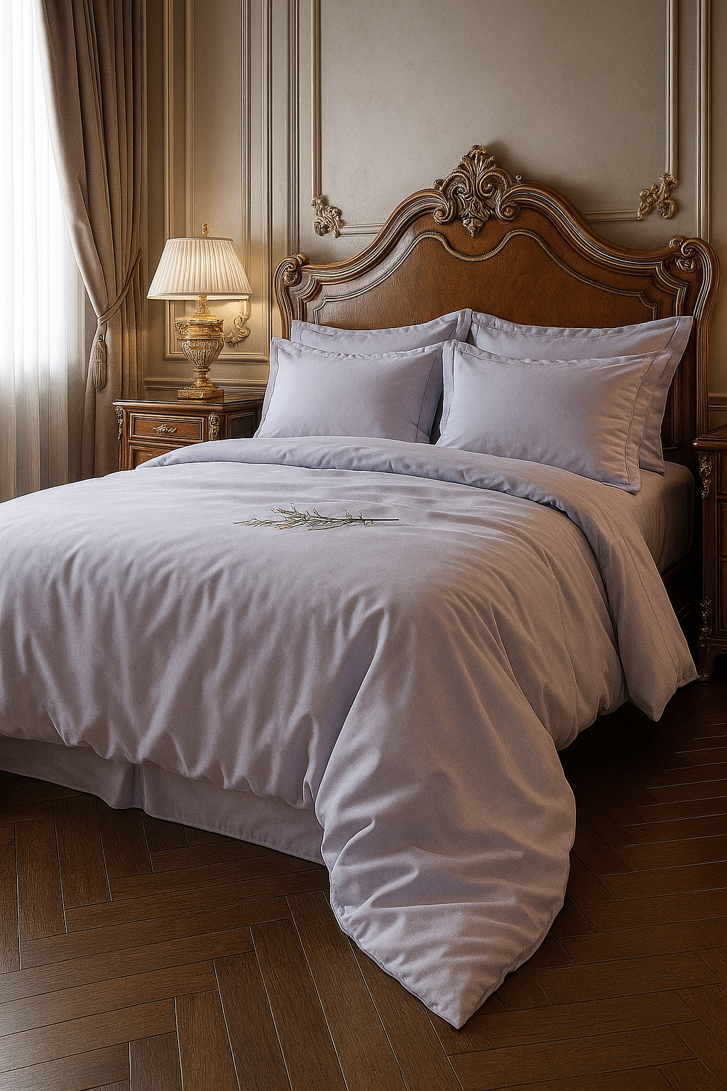 Light Lilac Solid 100% Cotton 400TC Bedding Set | King Size 108x108 with 2 Pillow Covers - Image 7