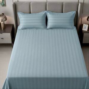 Blue striped 100% Cotton Bedding Set | King Size 108x108 | 600 TC with 2 Pillow Covers