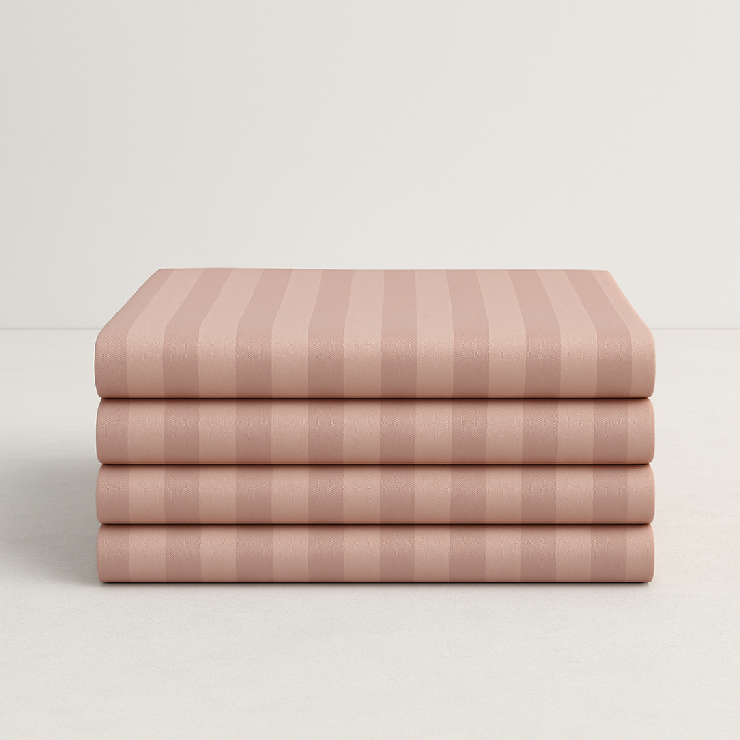 Peach striped 100% Cotton Bedding Set | King Size 108x108 | 600 TC with 2 Pillow Covers - Image 11