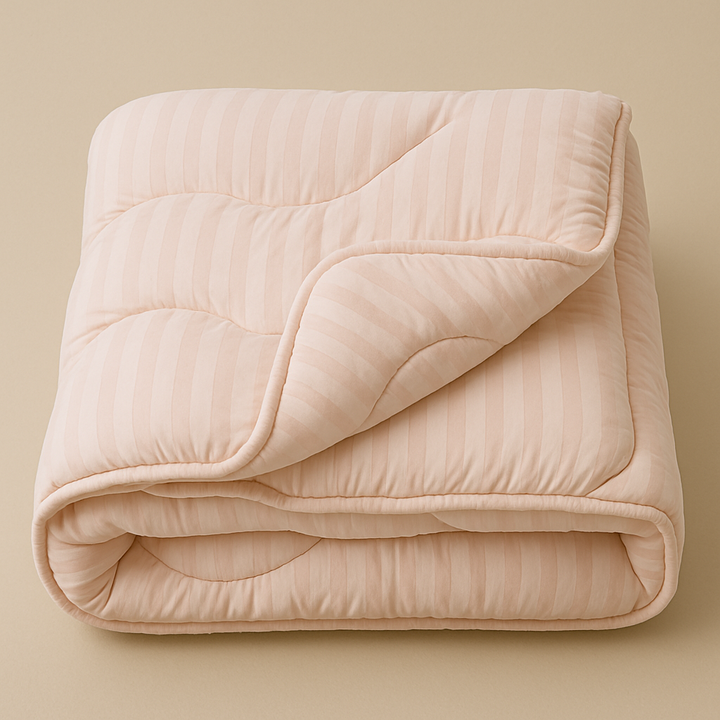 Baby pink striped Wavy Comforter with White Piping - Image 3
