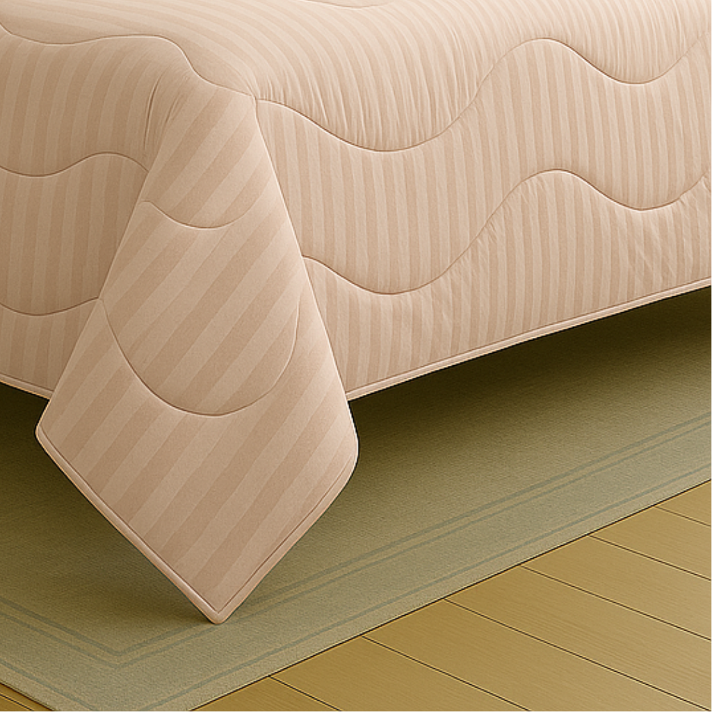 Baby pink striped Wavy Comforter with White Piping - Image 4