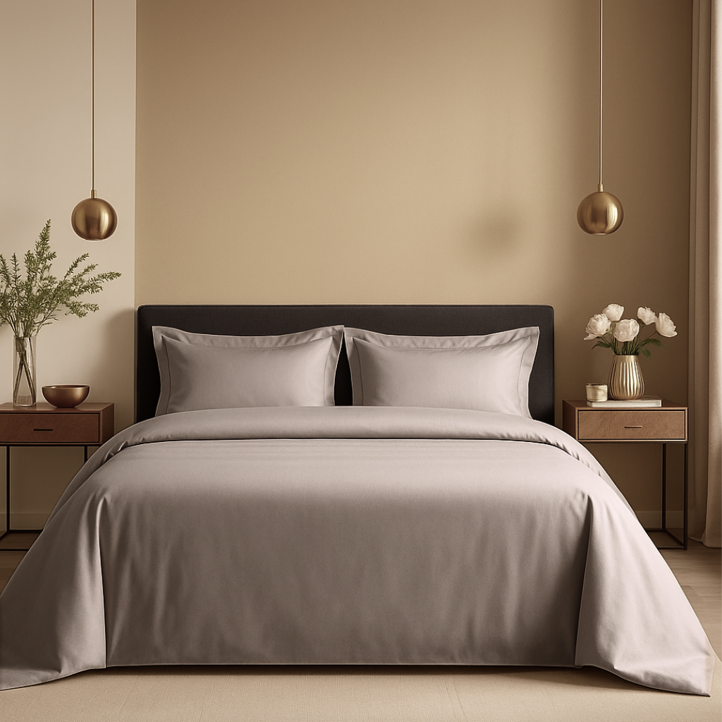 Hazelnut Solid 100% Cotton Bedding Set | King Size 108x108 | 400TC with 2 Pillow Covers - Image 6