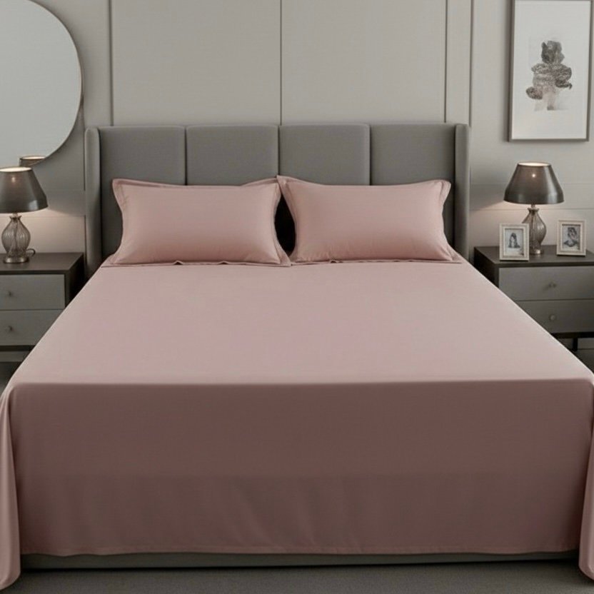 Rose Quartz Solid 100% Cotton Bedding Set | 600 TC with 2 Pillow Covers - Image 5