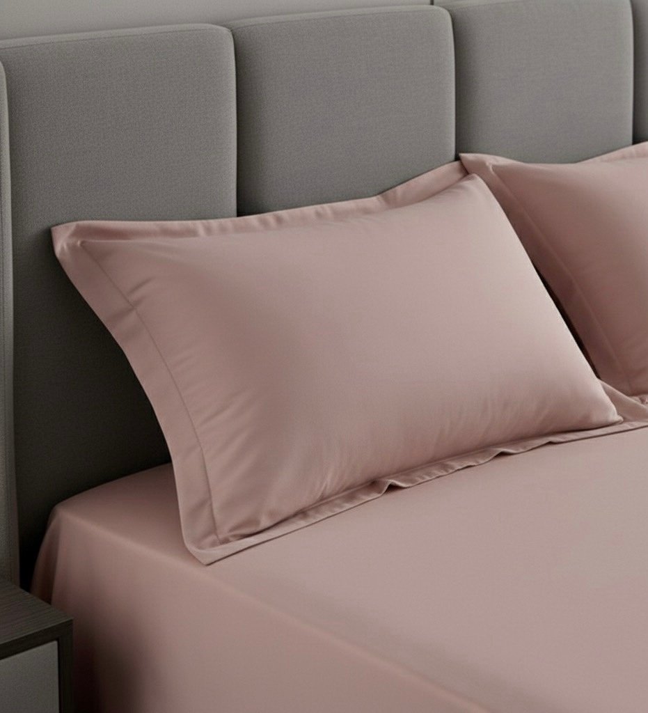 Rose Quartz Solid 100% Cotton Bedding Set | 600 TC with 2 Pillow Covers - Image 4