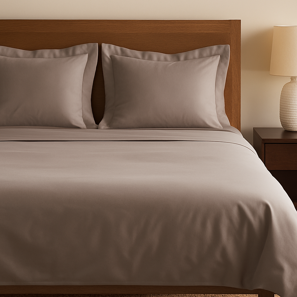 Hazelnut Solid 100% Cotton Bedding Set | King Size 108x108 | 400TC with 2 Pillow Covers - Image 5