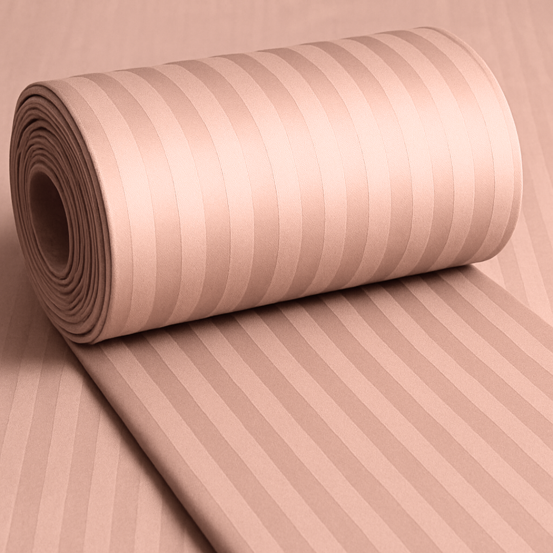 Peach pink striped Fitted Bedding set | 600 TC - Image 4