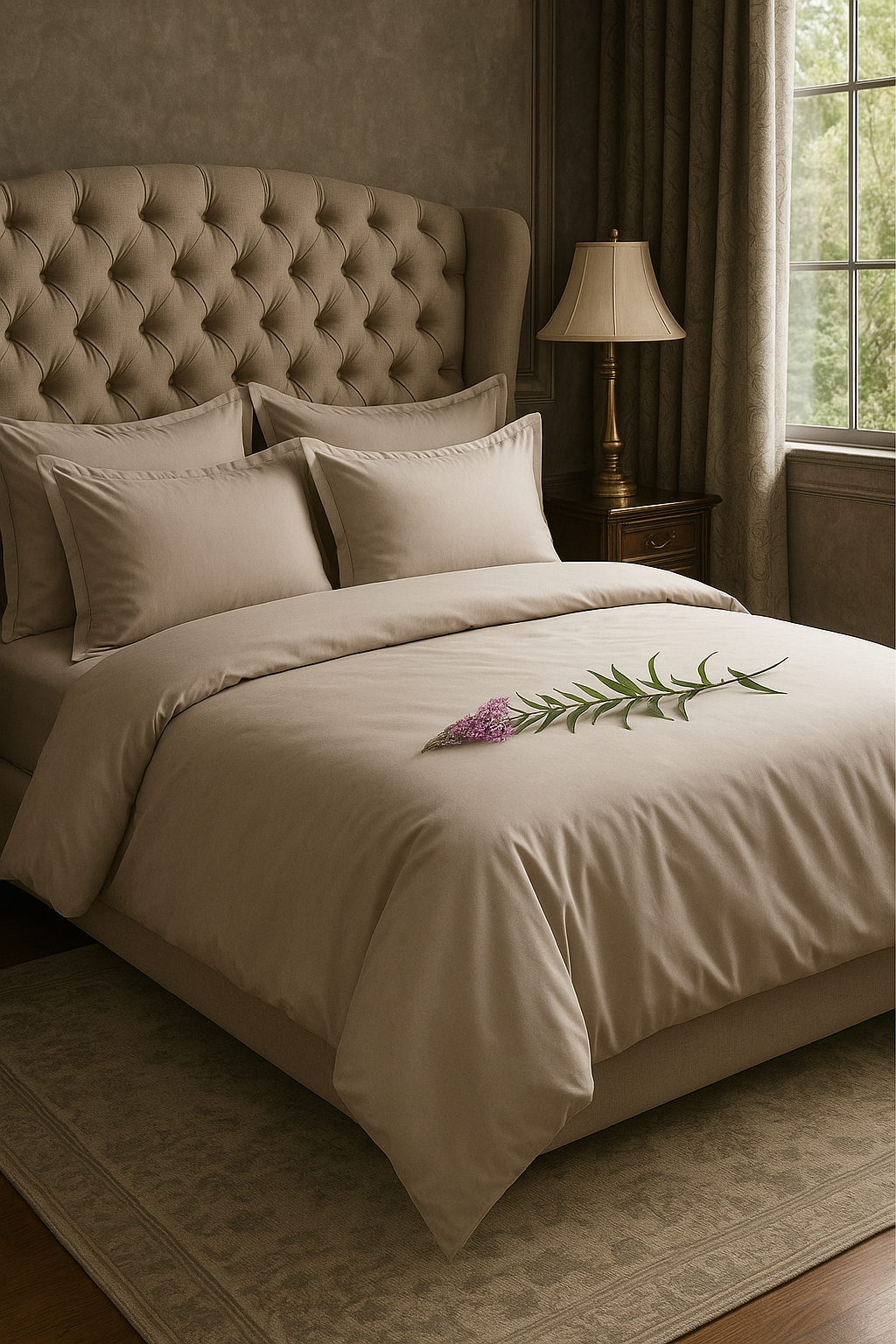 Hazelnut Solid 100% Cotton Bedding Set | King Size 108x108 | 400TC with 2 Pillow Covers - Image 3