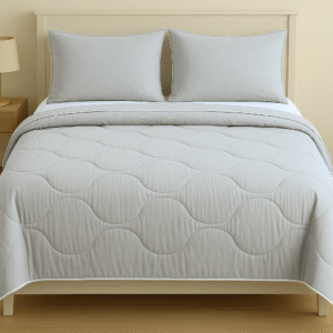 Grey Wavy Comforter with White Piping