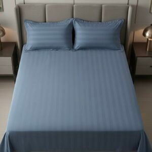 Denim striped 100% Cotton Bedding Set | King Size 108x108 | 400 TC with 2 Pillow Covers