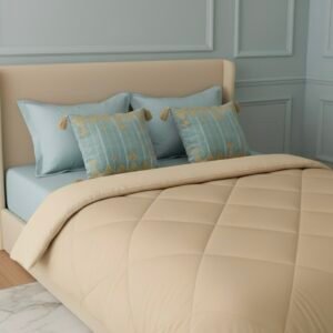 Light blue 6 pcs Luxury Complete Bedding Set | Bedsheet, Comforter and Cushion Cover