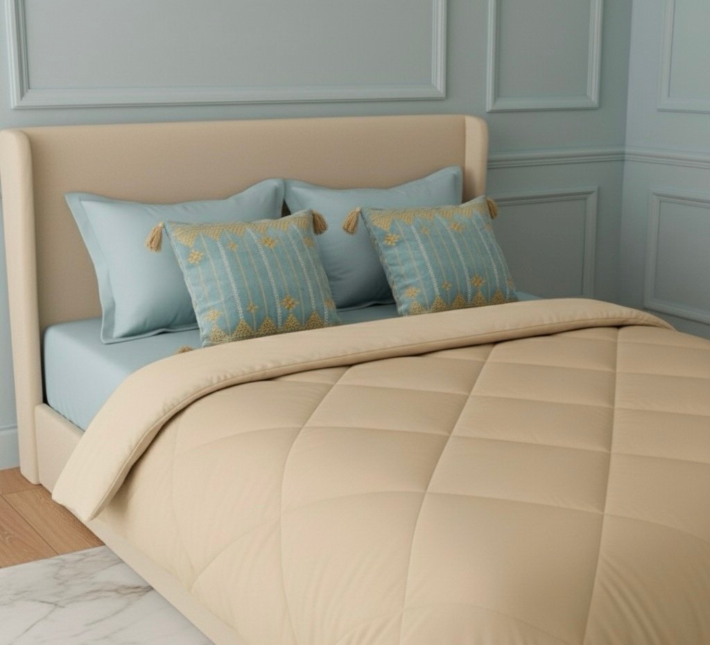 Light blue 6 pcs Luxury Complete Bedding Set | Bedsheet, Comforter and Cushion Cover