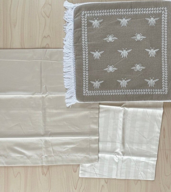 Luxury Honey Bee & Stripe Mix Cushion Cover Set (3-Pack) – Light Beige & Ivory - Image 8