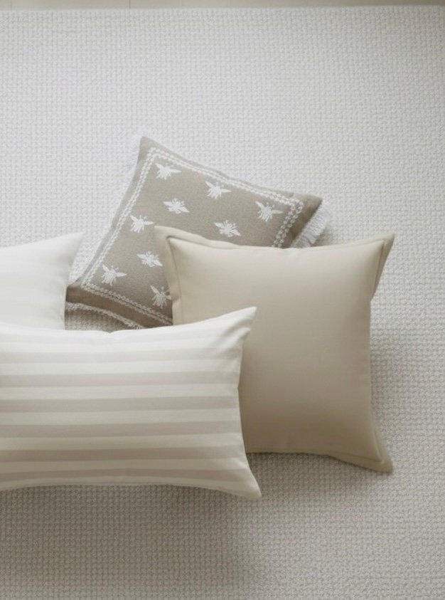 Luxury Honey Bee & Stripe Mix Cushion Cover Set (3-Pack) – Light Beige & Ivory - Image 12