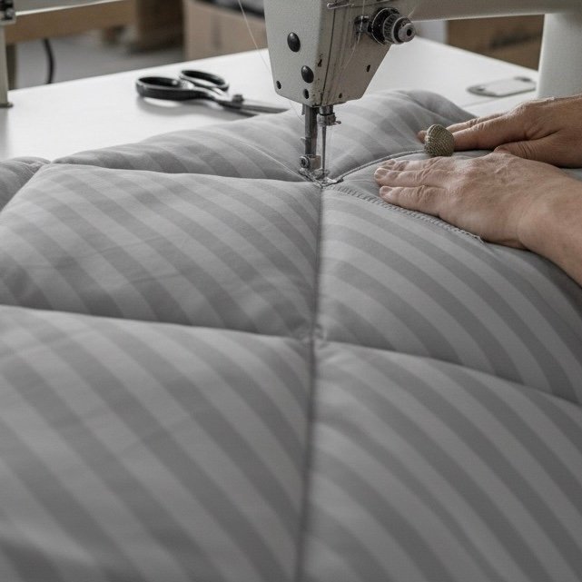 Light grey striped Double bed comforter | 600 TC ~ 100% Cotton - Image 4