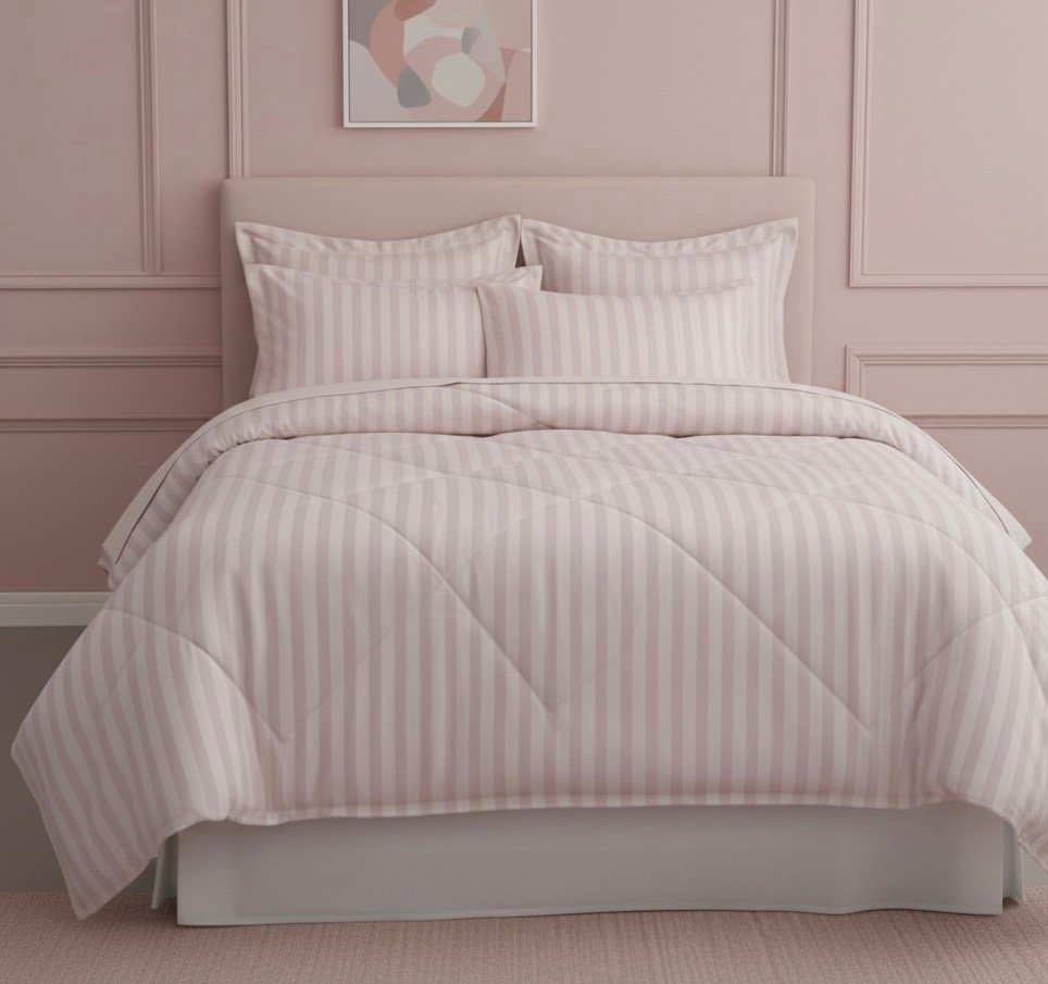Light pink striped Double bed comforter | 400 TC ~ 100% Cotton - Image 7