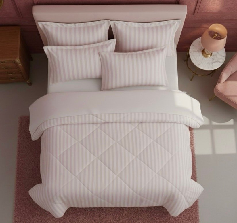 Light pink striped Double bed comforter | 400 TC ~ 100% Cotton - Image 11