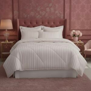Light pink striped Double bed comforter | 400 TC ~ 100% Cotton