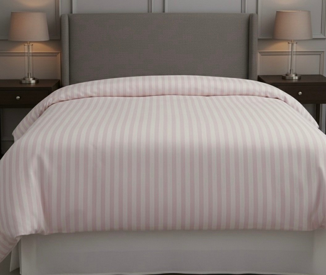 Light pink self striped | Duvet Cover | 400 TC - Image 4