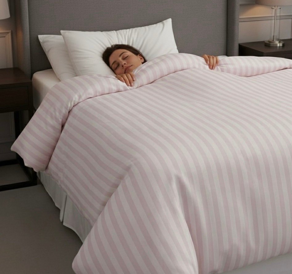 Light pink self striped | Duvet Cover | 400 TC - Image 7