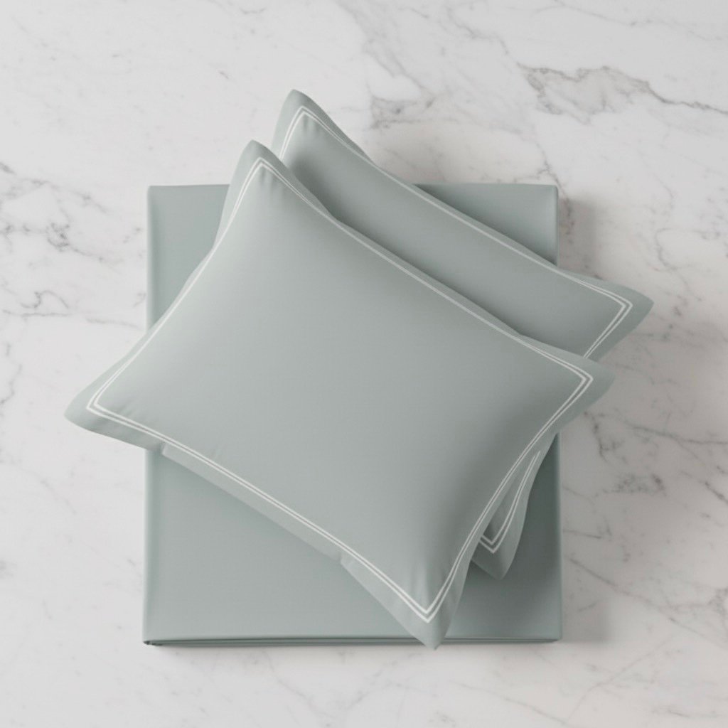 Soothing sea 400 TC Bed Sheet with Double Merrow on 2 Pillow Covers - Image 4