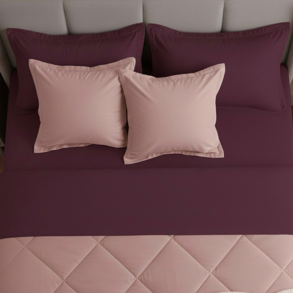 Pink an plum 6 pcs Luxury Complete bedding Set | Bedsheet, Comforter and Cushion Cover - Image 5