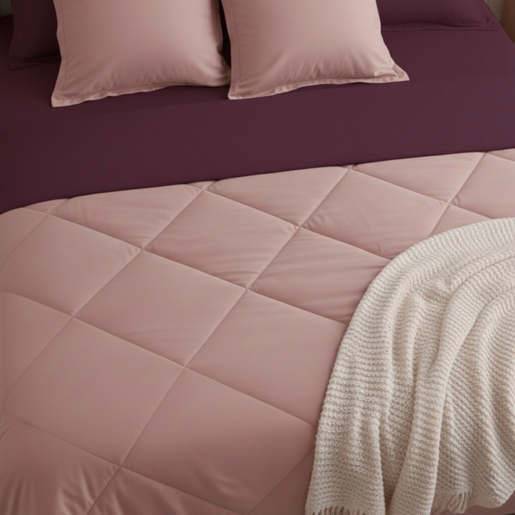 Pink an plum 6 pcs Luxury Complete bedding Set | Bedsheet, Comforter and Cushion Cover - Image 2