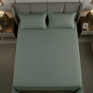 Sage green 100% Cotton Bedding Set | King Size 108x108 | 600 TC | Flat sheet with 2 Pillow Covers