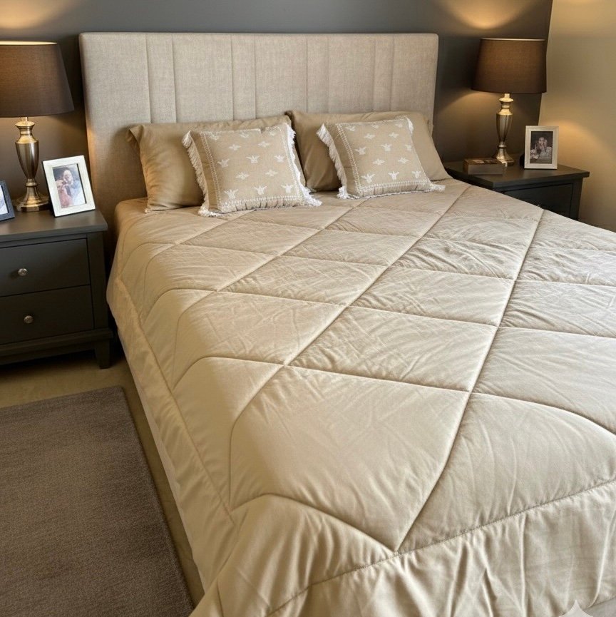 6 pcs Beige Bedding Set | Bedsheet, Comforter and Cushion Cover - Image 5