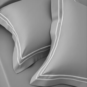 Light Grey 400 TC Bed Sheet with Double Merrow on 2 Pillow Covers