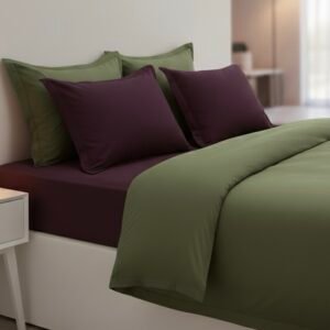 Olive and plum 6 pcs Luxury Complete bedding Set | Bedsheet, Duvet Cover set