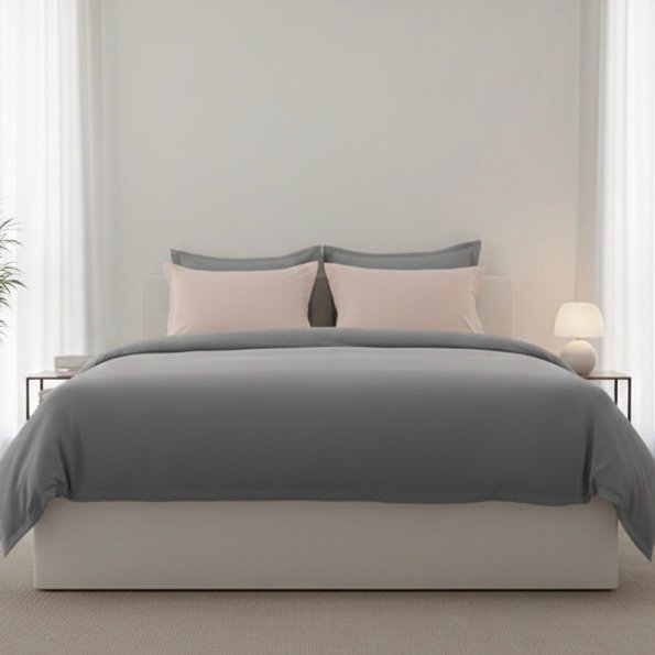 Pink and Grey 6 pcs Luxury Complete bedding Set | Bedsheet, Duvet Cover set - Image 3